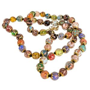 Glass Of Venice Murano Glass Necklace Gold‎ Speck 23" Adjust 27"
